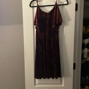 Lauren Conrad velvet burgundy formal dress.